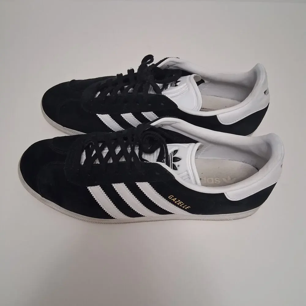 Adidas Gazelle Sneakers Men Black Suede Three White Stripes Street Casual -11